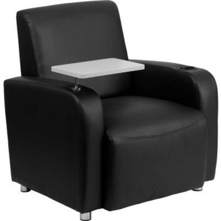GEC Leather Guest Chair with Tablet Arm and Cup Holder - Black BT-8217-BK-GG